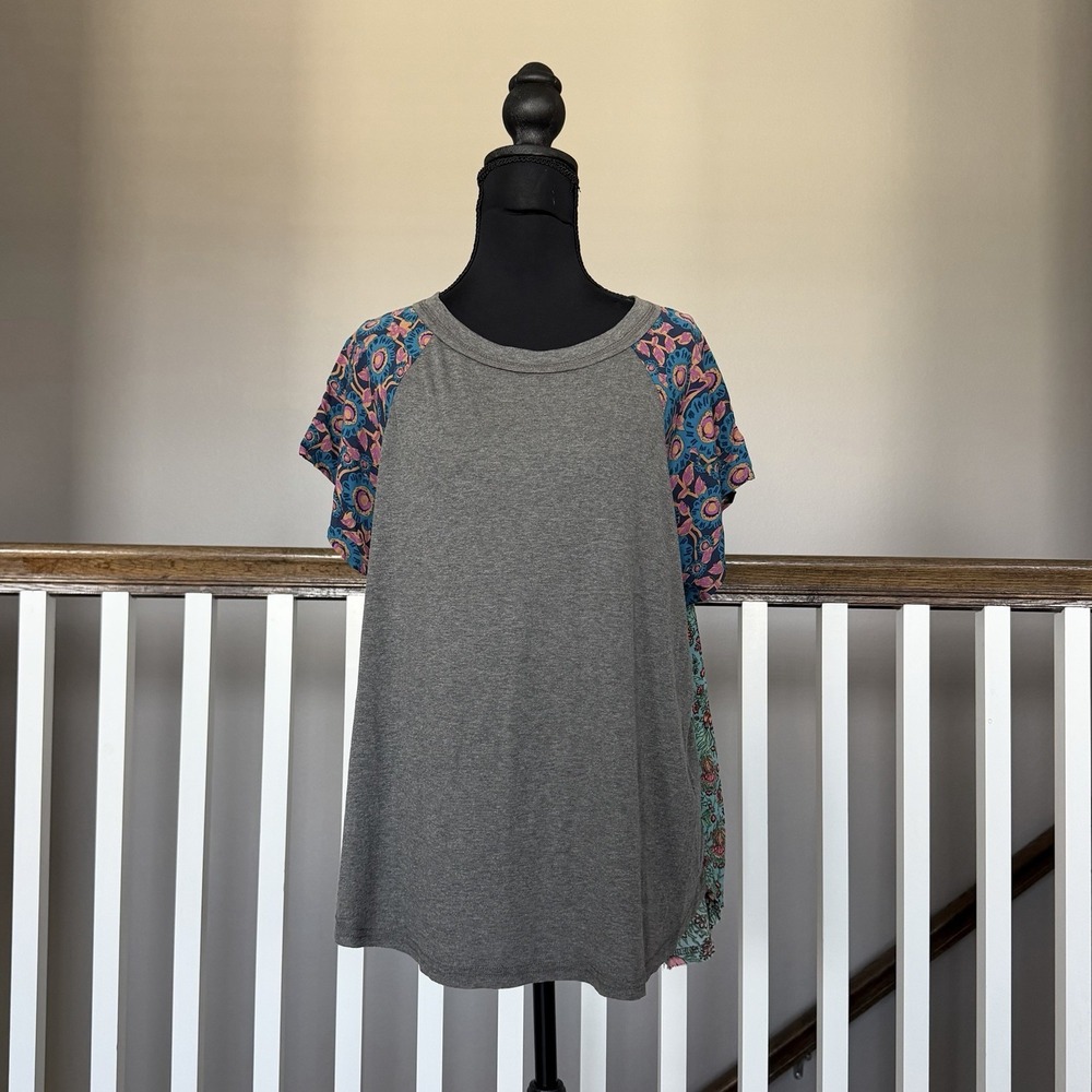 Natural Life Daphne Mixed Print Floral Top Medium Shirt Boho Festival Fairy